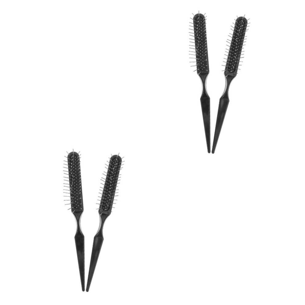 4pcs Wire Bristle Hair Brush and Rat Tail Comb Set for Hair Dyeing, Sectioning, Detangling, Massage