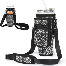 (Black)Sparkling Rhinestone Bottle Bag For Stanley 40/30 Oz Insulated Tumbler Sleeve