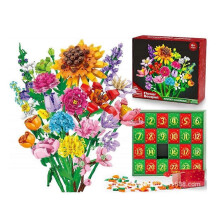 (Sunflower) Flower Bouquet Blocks Christmas Advent Calendar, Xmas 24 Days Sunflower Bouquet Blind Box