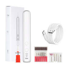 (khaki) Portable Nail Drill Electric Nail File Manicure Machine for Cuticle Removal Gel Polish Removal Nail Salon Tool