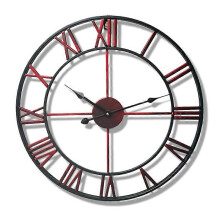 (Dark Red) Garden Clock Outdoor Garden Wall Clock Large Roman Numeral Garden Clock Outdoor Iron Clock Outdoor