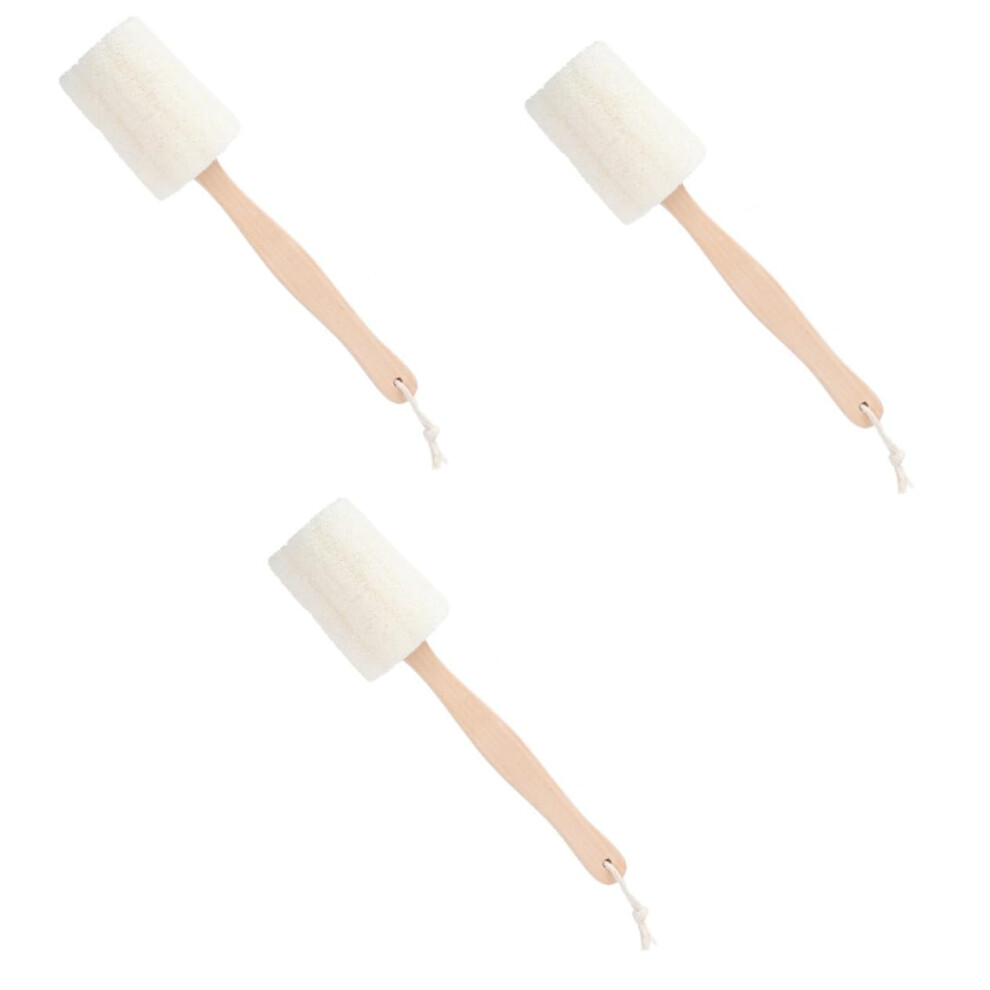 Loofah Back Scrubber Set with Long Wooden Handle for Gentle Skin Exfoliation and Smooth Body