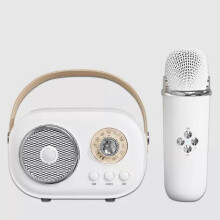 (1pc Speaker, White) Bluetooth Speaker With 1-2 Wireless Microphone Support Karaoke TF Card FM Play HIFI Bass Handsfree Call Children's Birthday Gift
