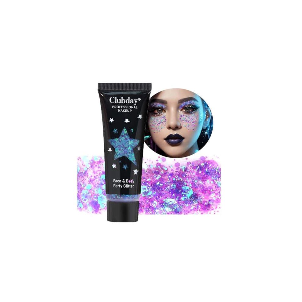 Face and Body Glitter Gel Waterproof Holographic Mermaid Flakes 30ml for Festivals