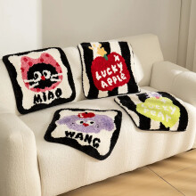 (Puppy, 45x45) Winter Cartoon Plush Chair Cushion Non-Slip Cold-Proof Tufted Seat Pad for Home Office Long Sitting Student Seat Cushion