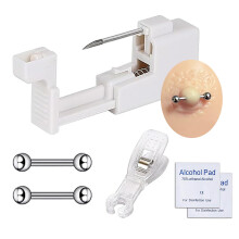 Automatic Piercing Gun with Sterile 316L Steel Needle, Low Pain Body Piercing Kit for Multiple Areas