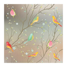 Window Film Privacy Stained Glass NonAdhesive Static Cling Sun Blocking 30x100cm Decorative