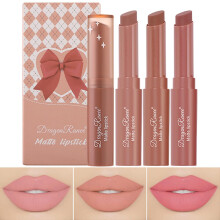 Matte Red Lipstick Set with 3 Colors, LongLasting Waterproof Velvet Finish, Unique Cigarette Case