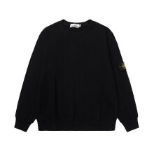 (S,black)2025 Classic Stone Correct Version Solid Color Round Neck Badge Long Sleeve Men And Women