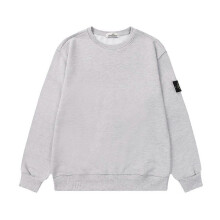 (S, Ash) 2025 Classic Stone Correct Version Solid Color Round Neck Badge Long Sleeve Men And Women