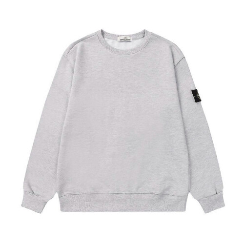 (S, Ash) 2025 Classic Stone Correct Version Solid Color Round Neck Badge Long Sleeve Men And Women