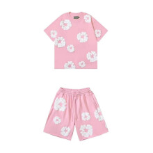 (07-pink,L)2025 Summer Men's Shorts Set, Hip Hop Style,Cotton, Casual Fitness, Travel Ready,2-Piece