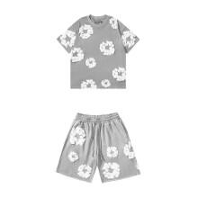 (02-gray,M)2025 Summer Men's Shorts Set, Hip Hop Style,Cotton, Casual Fitness, Travel Ready,2-Piece