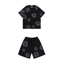 (2XL, Black Grey Set) 2025 Summer Men's Shorts Set,Cotton,Casual Fitness,Travel Ready, 2-Piece