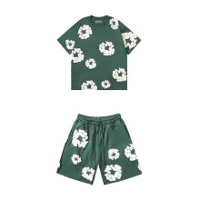 (M,Green suit)2025 Summer Men's Shorts Set,Cotton,Casual Fitness,Travel Ready, 2-Piece