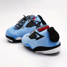 ( 36-44cm,Blue)Sneakers Style Plush Slippers Winter Warm Non-Slip House Shoes,Unisex Fuzzy Indoor Slides