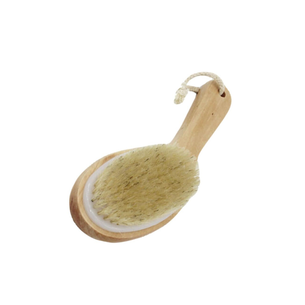 Boar Bristle Body Brush with Wooden Long Handle for Gentle Skin Exfoliation and Smooth Soft Skin