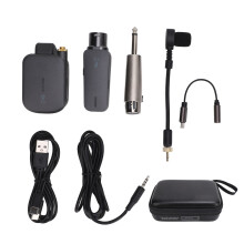 Oplaadbare audiozender/ontvanger voor gitaar, draadloos gitaarsysteem met UHF digitale chip, draagbare magnetische oplaadcase en compact formaat.