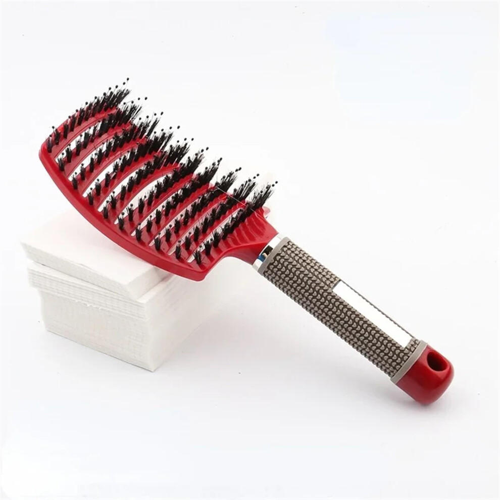 Unisex Red Detangling Hair Brush For Women With Smooth Teeth And Scalp Massage Comb For Curly Styling Â