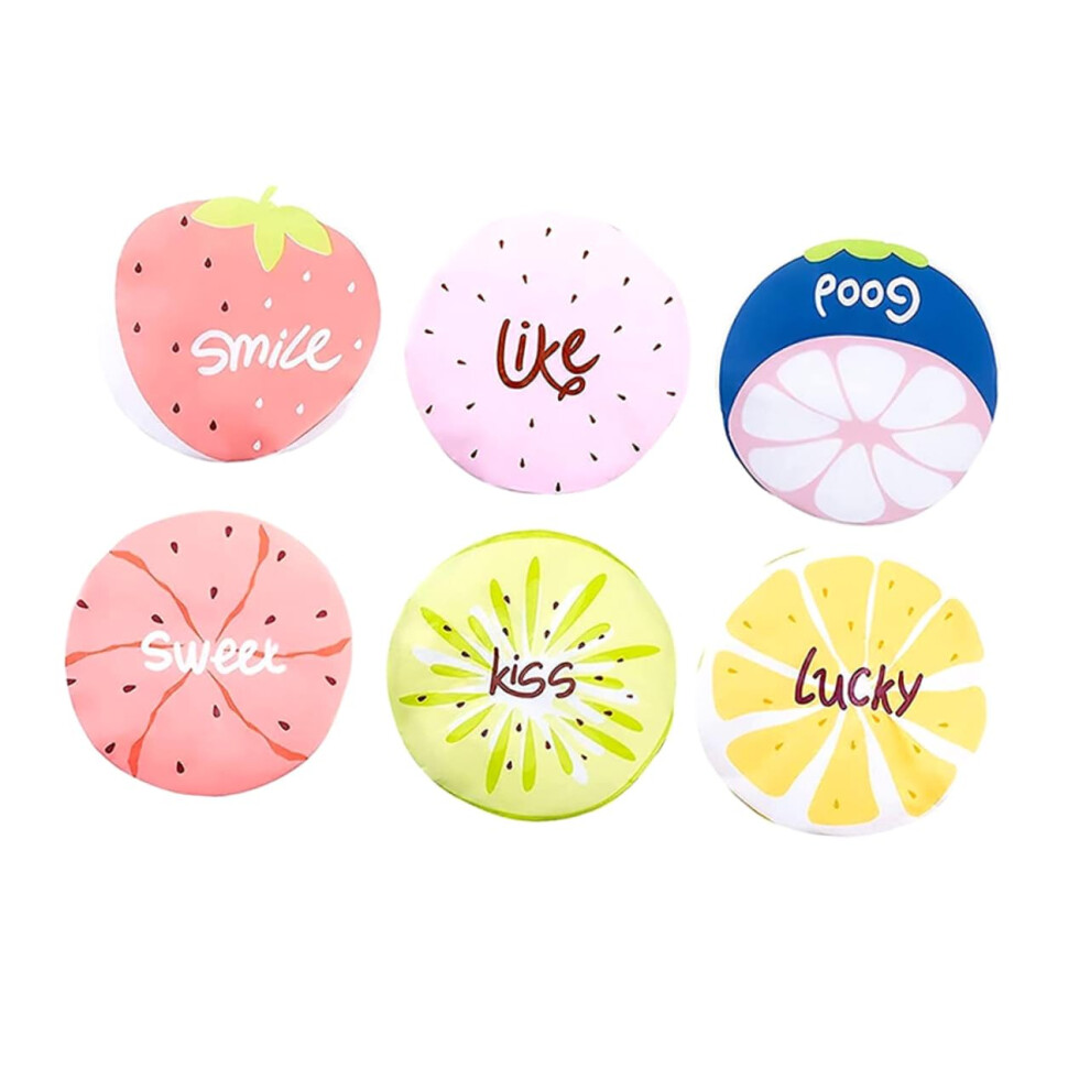 6pcs Reusable Elastic Shower Caps for Women Waterproof Bathing Hair Caps with Cartoon Prints
