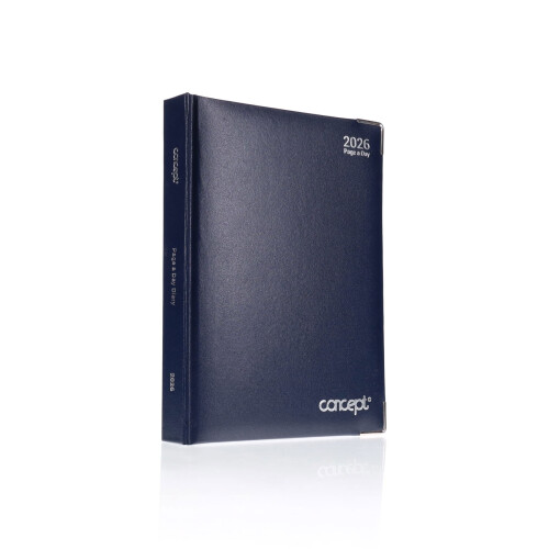 2026 A5 Page-A-Day Diary Navy Blue Hardback