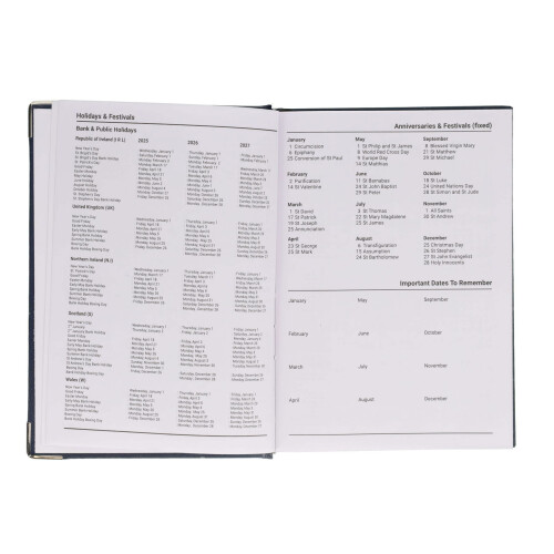 2026 A5 Page-A-Day Diary Navy Blue Hardback 2