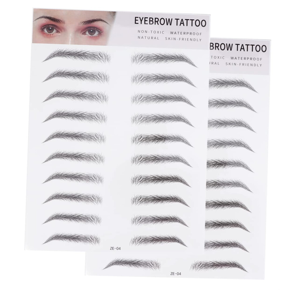 Black Eyebrow Stickers 2Pcs Realistic Hairlike Design For Sparse Brows Instant Shaping