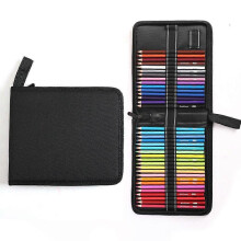 (36 Holes) 36/48/72 Holes Folding Pen Curtain Black Oxford Pencil Bag Professional Painting Pencil Organizer Pen Insert Canvas Colored