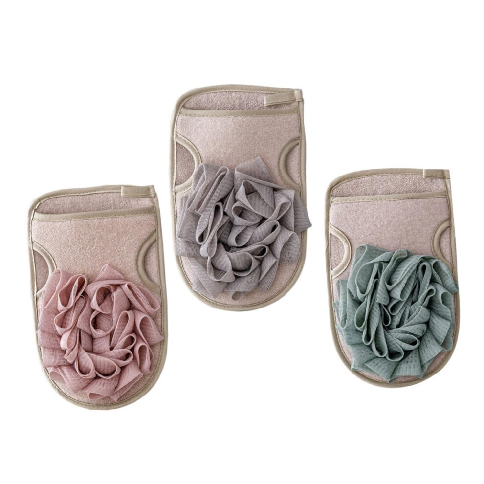 3pcs DoubleSided Exfoliating Bath Gloves for Gentle Dead Skin Removal and Smooth Skin Shower Pink