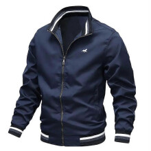 (XXXL,LLJK03-navy-DJS8)New Autumn Winter Men's Stand Collar Windproof Jacket,Thick Warm Striped Collar Top,Tops