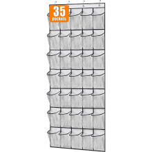 (white 35pockets) Over The Door Shoe Bags Organizer,Large Mesh Storage Bag with 4 Hooks,Transparent Fabric Shoe Bags for Bedroom,Space Saving