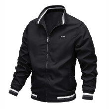 (M,LLJK03-black-LSKing)New Autumn Winter Men's Stand Collar Windproof Jacket,Thick Warm Striped Collar Top,Tops