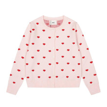 (M,Pink heart)Womens Autumn Winter Knitted Cardigan, Small Love Jacquard Oversized Jacket, Muse Simple Basic Top,Casual Warm Coat