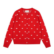 (M,Red heart)Womens Autumn Winter Knitted Cardigan, Small Love Jacquard Oversized Jacket, Muse Simple Basic Top,Casual Warm Coat