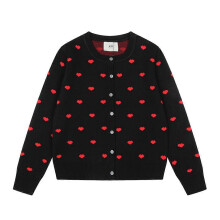 (XL,Black heart)Womens Autumn Winter Knitted Cardigan, Small Love Jacquard Oversized Jacket, Muse Simple Basic Top,Casual Warm Coat