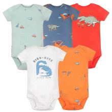 (9M, B) 5PCS/Lot Baby Boys Girls Bodysuits Cotton Short Sleeves Kids Clothes 6-24 Month Newborn Baby Clothing