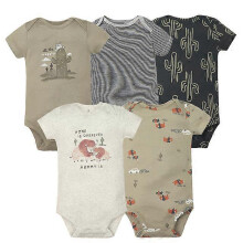 (24M, D) 5PCS/Lot Baby Boys Girls Bodysuits Cotton Short Sleeves Kids Clothes 6-24 Month Newborn Baby Clothing
