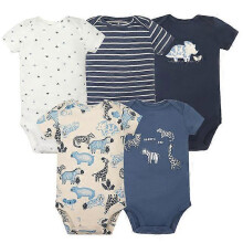 (6M, A) 5PCS/Lot Baby Boys Girls Bodysuits Cotton Short Sleeves Kids Clothes 6-24 Month Newborn Baby Clothing
