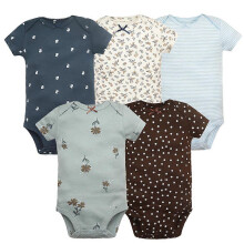 (9M, I) 5PCS/Lot Baby Boys Girls Bodysuits Cotton Short Sleeves Kids Clothes 6-24 Month Newborn Baby Clothing
