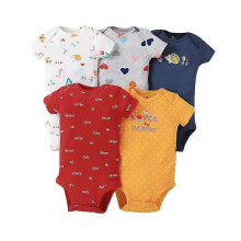 (24M, H) 5PCS/Lot Baby Boys Girls Bodysuits Cotton Short Sleeves Kids Clothes 6-24 Month Newborn Baby Clothing