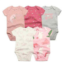 (24M, J) 5PCS/Lot Baby Boys Girls Bodysuits Cotton Short Sleeves Kids Clothes 6-24 Month Newborn Baby Clothing