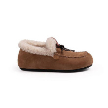 (EU 38,Camel)Winter Women's Waterproof Shoes, Faux Suede Warm Slip-on Shoes, Indoor Outdoor Non-Slip House Slippers, Anti-skid Snow Boots