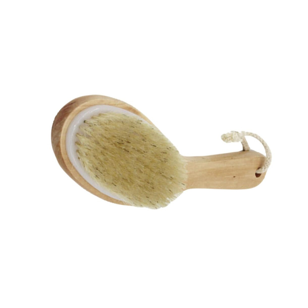 Bath Brush with Long Wooden Handle and Natural Bristles for Gentle Skin Exfoliation Dry Wet Use