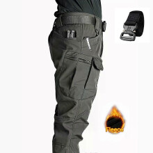 (XL 75-80KG, Grey) 2025 Flap Pocket Men's Fleece Straight Leg Cargo Pants,Mens Work Pants for Hiking Climbing