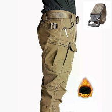 (2XL 80-90KG, Khaki) 2025 Flap Pocket Men's Fleece Straight Leg Cargo Pants,Mens Work Pants for Hiking Climbing