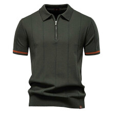 (EUR XL 85-95kg,PSD8037-Armygreen)Men's Zipper Sport Polo Shirt,Slim Fit Quick-Dry Short Sleeve,Casual Business Shirt,Tee Shirt