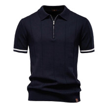 (EUR M 65-75kg,PSD8037-navy)Men's Zipper Sport Polo Shirt,Slim Fit Quick-Dry Short Sleeve,Casual Business Shirt,Tee Shirt