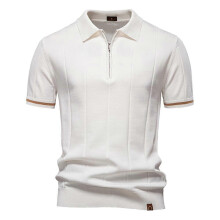 (EUR L 75-85kg,PSD8037-white)Men's Zipper Sport Polo Shirt,Slim Fit Quick-Dry Short Sleeve,Casual Business Shirt,Tee Shirt