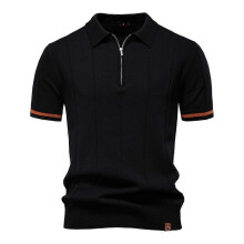 (EUR XXL 95-105kg,PSD8037-black)Men's Zipper Sport Polo Shirt,Slim Fit Quick-Dry Short Sleeve,Casual Business Shirt,Tee Shirt