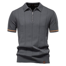 (EUR M 65-75kg,PSD8037-Dgray)Men's Zipper Sport Polo Shirt,Slim Fit Quick-Dry Short Sleeve,Casual Business Shirt,Tee Shirt